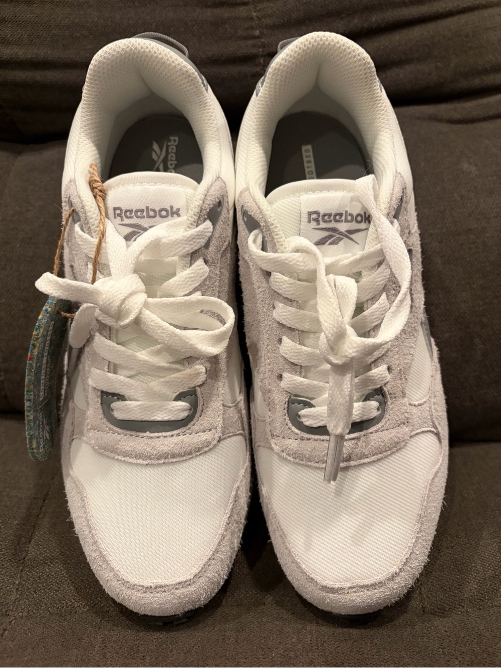 Reebok White and Light Gray Classic Sneakers